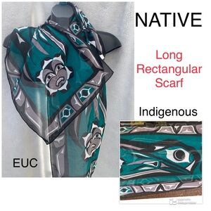 EAGLE 🦅 & SUN - Indigenous Long Rectangular Scarf 🧣